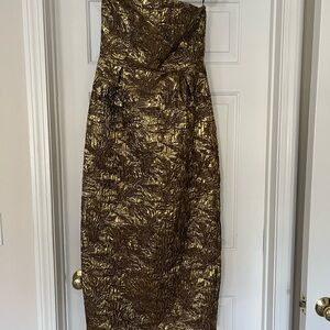 Lulus Metallic Gold and Tan Strapless Dress